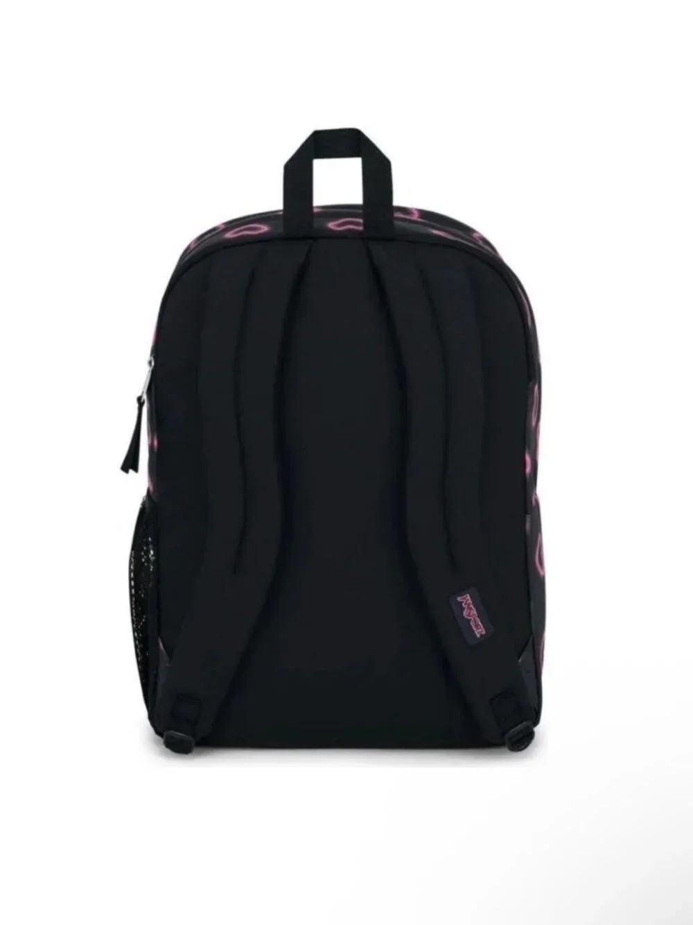 JanSport XL Big Student Happy Hearts Backpack Black Pink Hearts  15